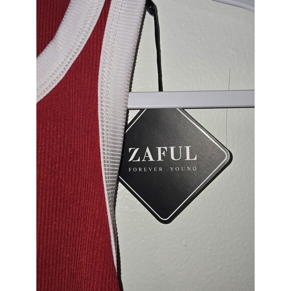 Zaful Women's Red‎ Summer Sleeveless Bodycon Dress Crew Neck Ribbed Tank Size 4 - Picture 5 of 7